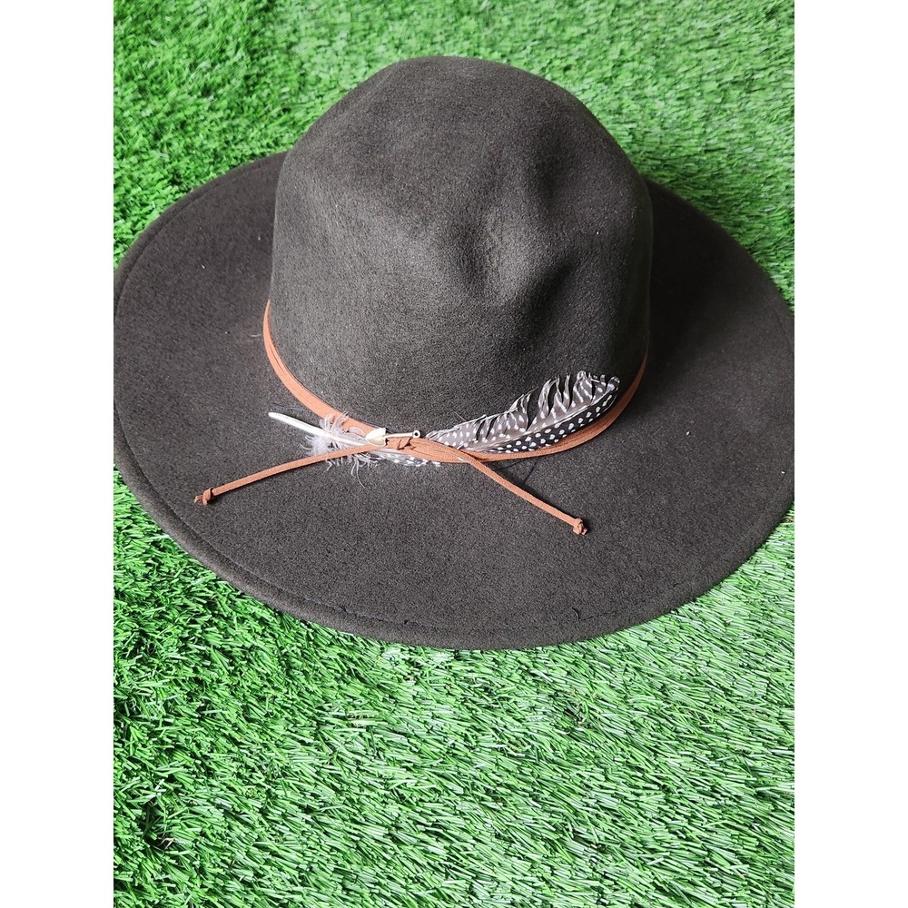 Stetson Fedora Hat Mens L Green Wool Felt Wide Brim Feather USA Moisture Wicking